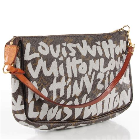 LOUIS VUITTON Monogram Graffiti Pochette Accessories Silver 